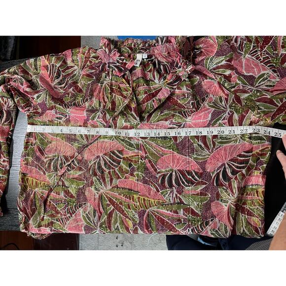 Gorgeous,  Elan Semi Sheer Botanical Print Blouse with Gold Threading - Picture 7 of 8